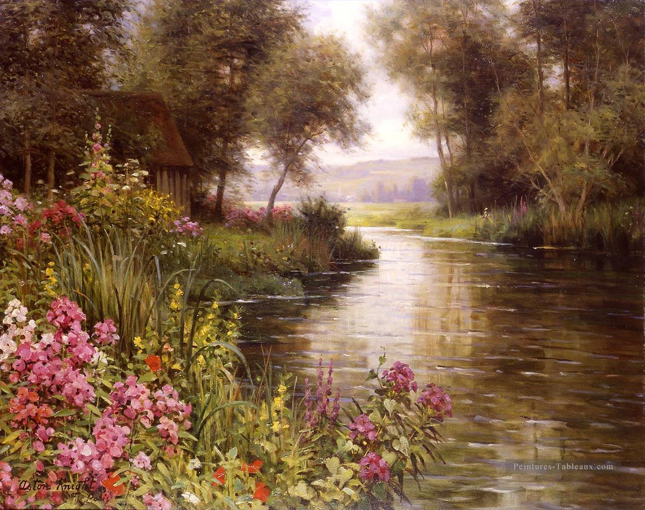 Fleur au bord de la riviere paysage Louis Aston Chevalier au ruisseau Peintures à l'huile